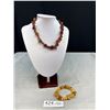 Image 1 : Natural Cornelian Stone + Beads Necklace + Stone Bracelet