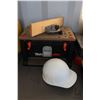 Image 1 : Workman TopBox portable work surface with a selection of assorted tools and hardware plus a white ha