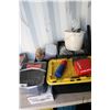 Image 1 : Milk crate plus plastic tub and contents including nails, screws, nuts and bolt, shims, tubing, cabl