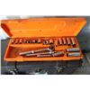 Image 2 : Black plastic tools box with a 21 pieces socket set and a 29 piece screwdriver set