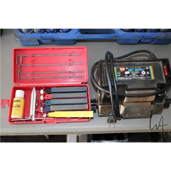 WEN model 2901 Wet Wheel knife sharpening machine with 11 piece knife sharpening set