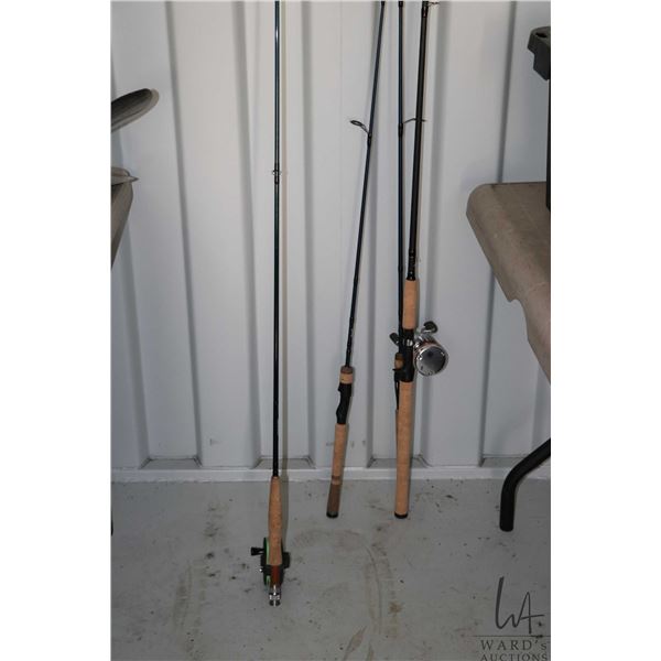 4 fishing rods including a Redington Crosswater Plus 2 piece 9 foot fly rod with reel, an Ambassadeu
