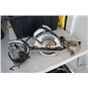 Image 1 : 3 vintage silver power tools including a Black and Decker circular saw, a WEN Model 909 All Saw, and