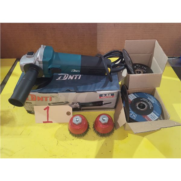 Angle Grinder 4" with Cutting Disc and 2 Wire Brush