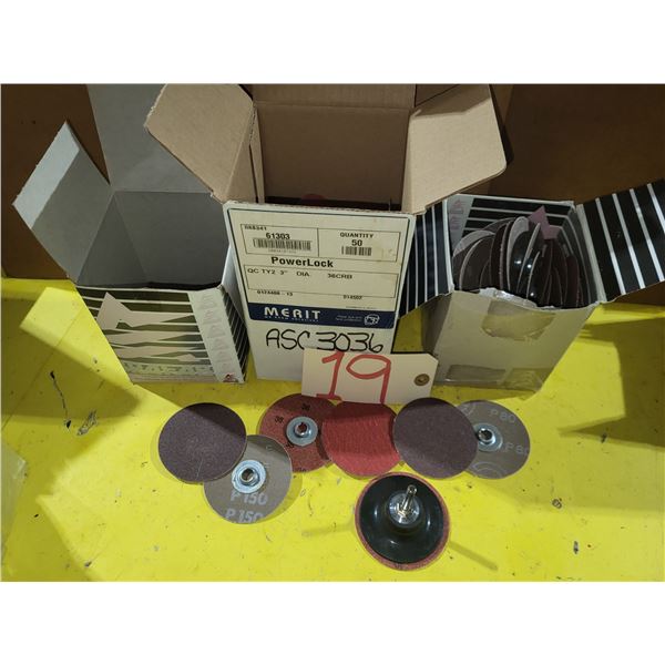 Lot of Box of PowerLock Disc 3" Gr.36- 80- 150 with Mandrel