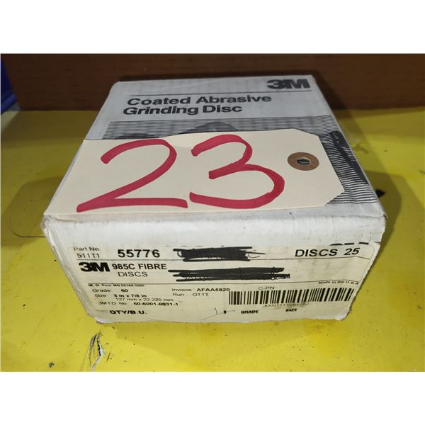 Box(25) of 3M  5" x 7/8" Grinding Disc Gr.60