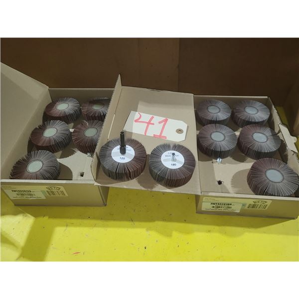 Lot(20) of  Threaded Flap Wheel 3" x 1" x 1/4"-20 Gr. 120-180 with Mandrel