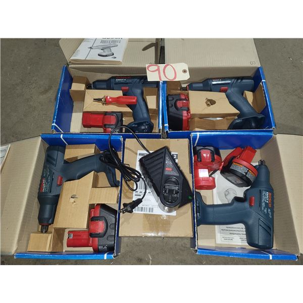 Lot(4) of BOSCH Exact 6 Cordless Drill 9,6v with Charger