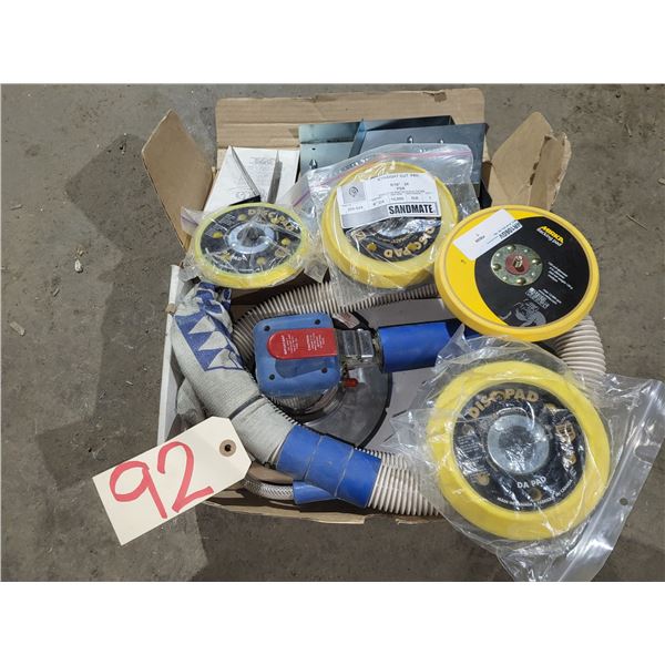 HUTCHINS Model 5028 Vacuum Assist Rotary Air Sander with extra Pads.