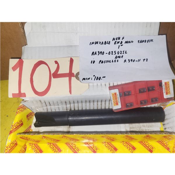 New SandVik Indexable End Mill 1"RA390-025025L with Inserts(10) R390-11 T3