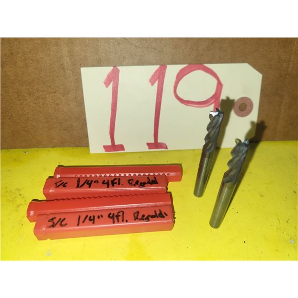 Set(2) of Solid Carbide End Mill 1/4" 4fl. Regrinded Tip
