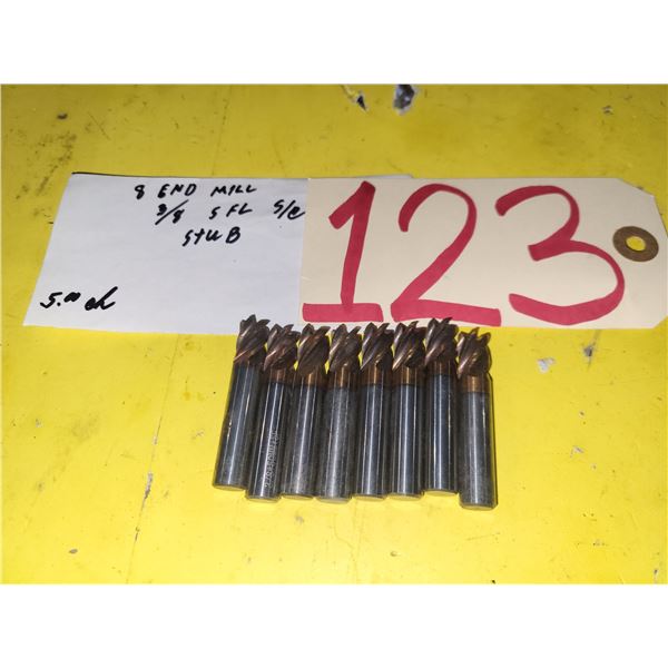 Lot(8) of Solid Carbide Stub End Mill 3/8" 5fl.