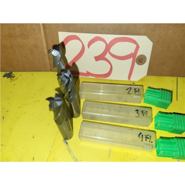 Lot(3) of Solid Carbide End Mill 1/2"-2fl. -3fl.-4fl. Regrinded tip