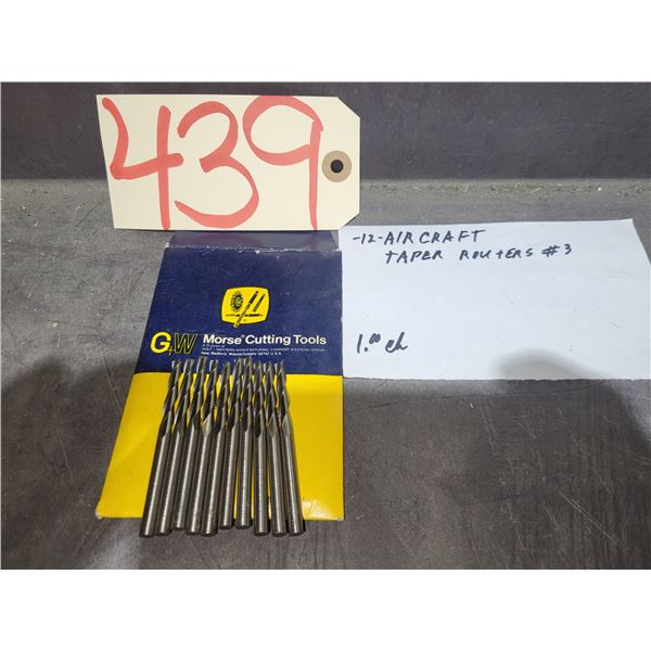 Lot(10) of Morse AirCraft Taper Router #3