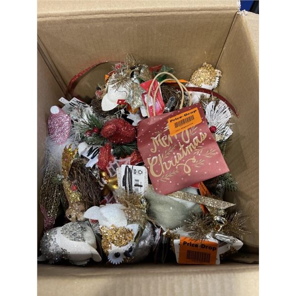 BOX OF NEW CHRISTMAS DECORATIONS