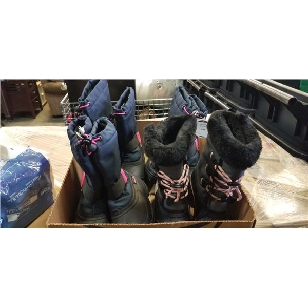4 NEW PAIRS GIRLS SIZE 2 WINTER BOOTS