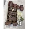 Image 1 : LEATHER SKS AMMO POUCHES AND SVERAL OIL AND GREASE CONTAINERS