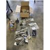 Image 1 : HUGE BOX OF NEW AND USED BIKE PARTS INCLUDING SPROKCETS, BRAKES, KICKSTANDS, QUICK RELEASES, CRANK P
