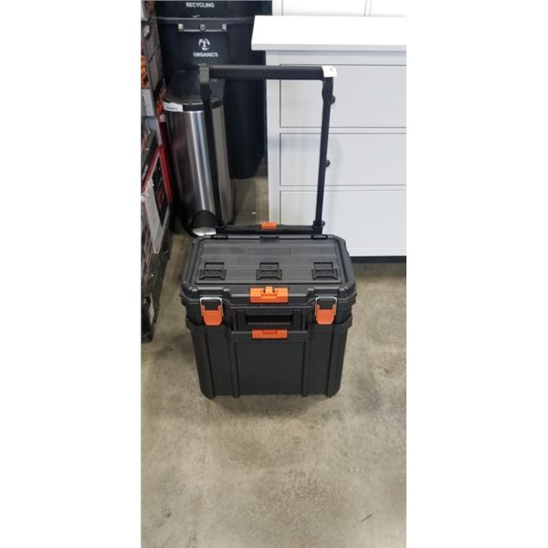 BLACK PLASTIC ROLLING TOOL BOX