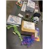 Image 1 : ASSORTED NEW FISH TANK DECOR, GLOW LIGHTS,2 FILTER CARTRIDGES AND NETS ETC