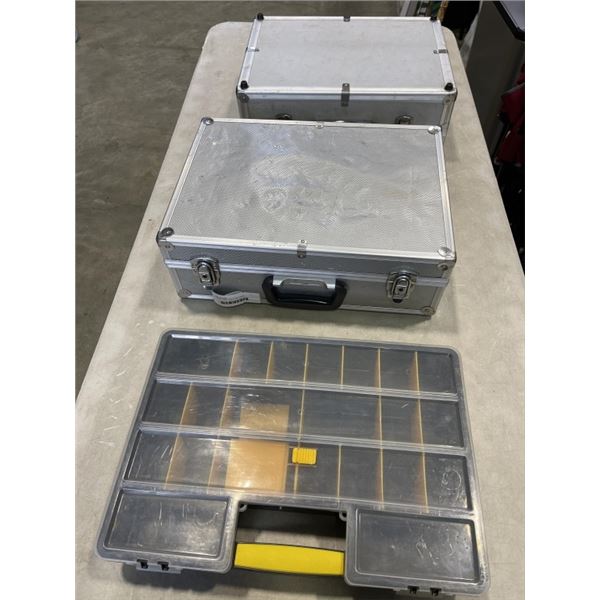 2 METAL HARD CASES AND PARTS ORGANIZER