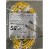 Image 2 : NEW 50FT YELLOW HEAVY DUTY INDOOR OUTDOOR LIGHTED 3 WIRE EXTENSION CORD, 12AWG