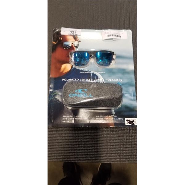 NEW ONEILL POLARIZED LENSE BLUE MIRROR SUNGLASSES AND CASE