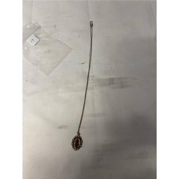 ANTIQUE GOLD FILLED CHAIN W/ AMETHYST PENDANT NECKLACE MARKED 1/20 12K