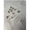Image 1 : 6 VINTAGE SEMI PRECIOUS STONE RINGS WITH 5 PAIRS OF EARRINGS