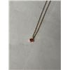 Image 1 : VINTAGE GOLD CHAIN W/ GARNET STONE PENDANT MARKED GF