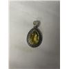 Image 1 : LARGE SOLID STERLING SILVER W/ CITRINE STONE PENDANT, HAND MADE MARKED 925