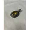 Image 2 : LARGE SOLID STERLING SILVER W/ CITRINE STONE PENDANT, HAND MADE MARKED 925