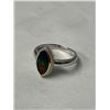 Image 1 : STELING SILVER W/ GENUINE COLOURFUL CANADIAN AMMOLITE STONE RING MARKED 925, HALLMARK RING SIZE 10