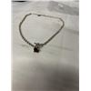 Image 1 : HEAVY STERLING SILVER CHAIN W/ GARNET STONE PENDANT, TOGGLE CLASP, MARKED MIMI + MARGE 925 16" LENGT