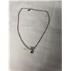 Image 2 : HEAVY STERLING SILVER CHAIN W/ GARNET STONE PENDANT, TOGGLE CLASP, MARKED MIMI + MARGE 925 16" LENGT