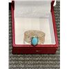 Image 2 : 9KT YELLOW, WHITE AND ROSE GOLD NATURAL TURQUOISE MESH STYLE RING, W/A $850.00.