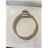 Image 3 : 9KT YELLOW, WHITE AND ROSE GOLD NATURAL TURQUOISE MESH STYLE RING, W/A $850.00.