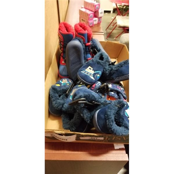 LOT OF NEW INFANT SIZE 9 WINTER BOOTS AND 9/10 SLIPPERS