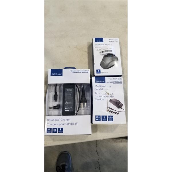 INSIGNIA WIRELESS MOUSE, ULTRABOOK CHARGER AND MULTI VOLTAGE AC ADAPTER