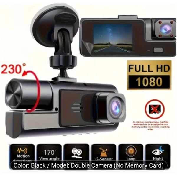 NEW DUAL DASH CAM FRONT 1080P CABIN 720P, 170Â° WIDE ANGLE, NIGHT VISION, 24H PARKING MONITOR, G-SEN