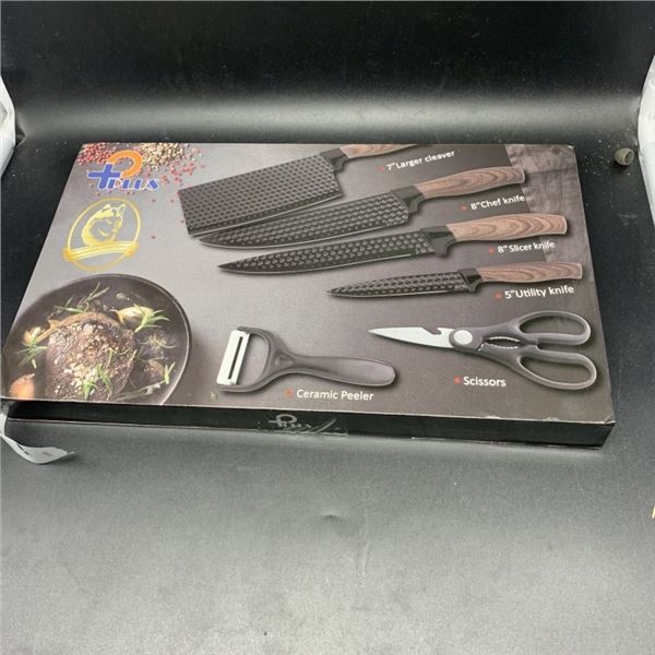 NEW 6PCS PROFESSIONAL KITCHEN KNIFE SET - HEAVY-DUTY 420 STAINLESS STEEL BLADES