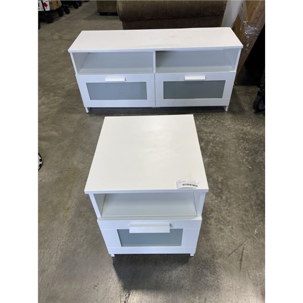 IKEA MEDIA CABINET AND MATCHING SIDE TABLE