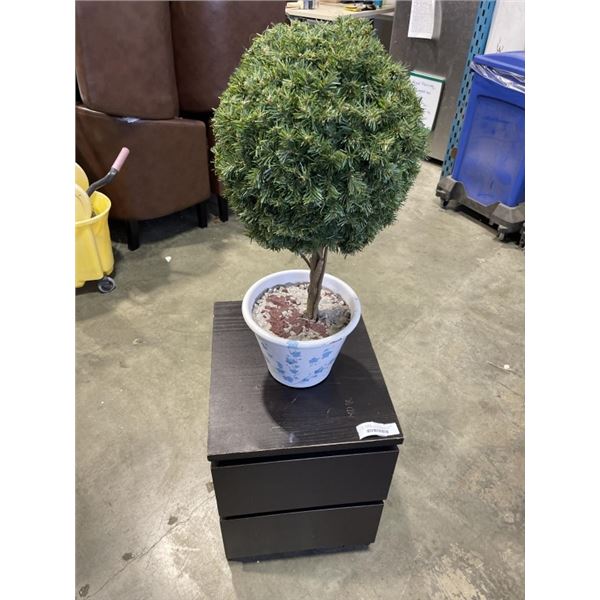 IKEA 2 DRAWER NIGHT STAND AND FAUX PLANT