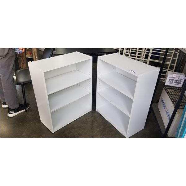 2 WHITE BOOKSHELVES, 32 INCH TALL, 25 WIDE