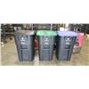 Image 1 : 3 BRAND NEW STACKING WITH LID GARBAGE BINS - GARBAGE, COMPOST AND RECYCLING, 22" X 24"X 35" 80 GALLO