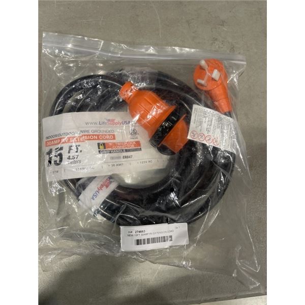 NEW 15FT 30AMP RV EXTENSION CORD