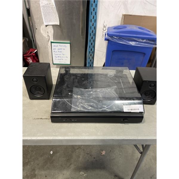 BROOKSTONE RECORD PLAYER W/ PAIR OF SPEAKERS