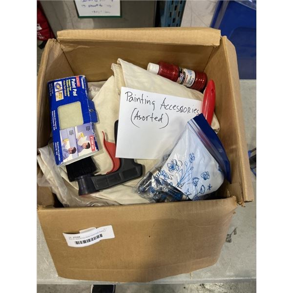 BOX OF ASSORTED NEW PAINTING SUPPLY