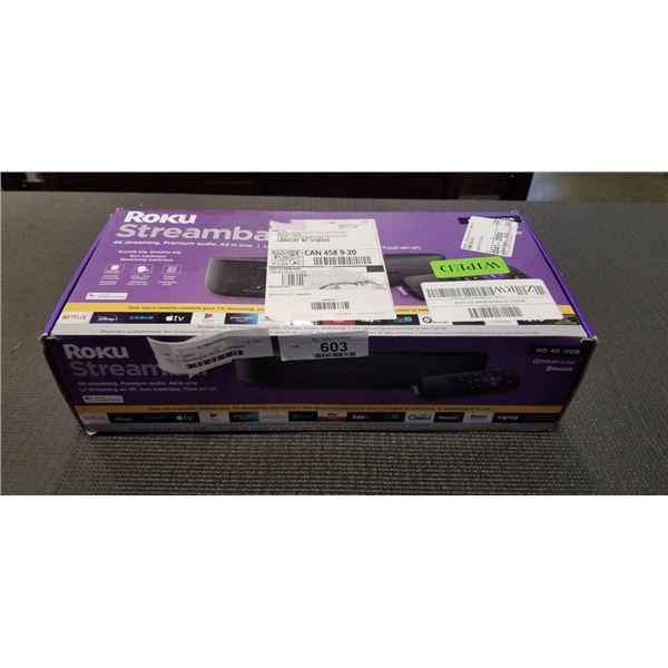 ROKU STREAMBAR 4K MEDIA STREAMER - TESTED WORKING, RETAIL $89