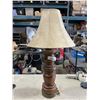 Image 1 : WOOD BASE TABLE LAMP - APPROX 30 INCHES TALL